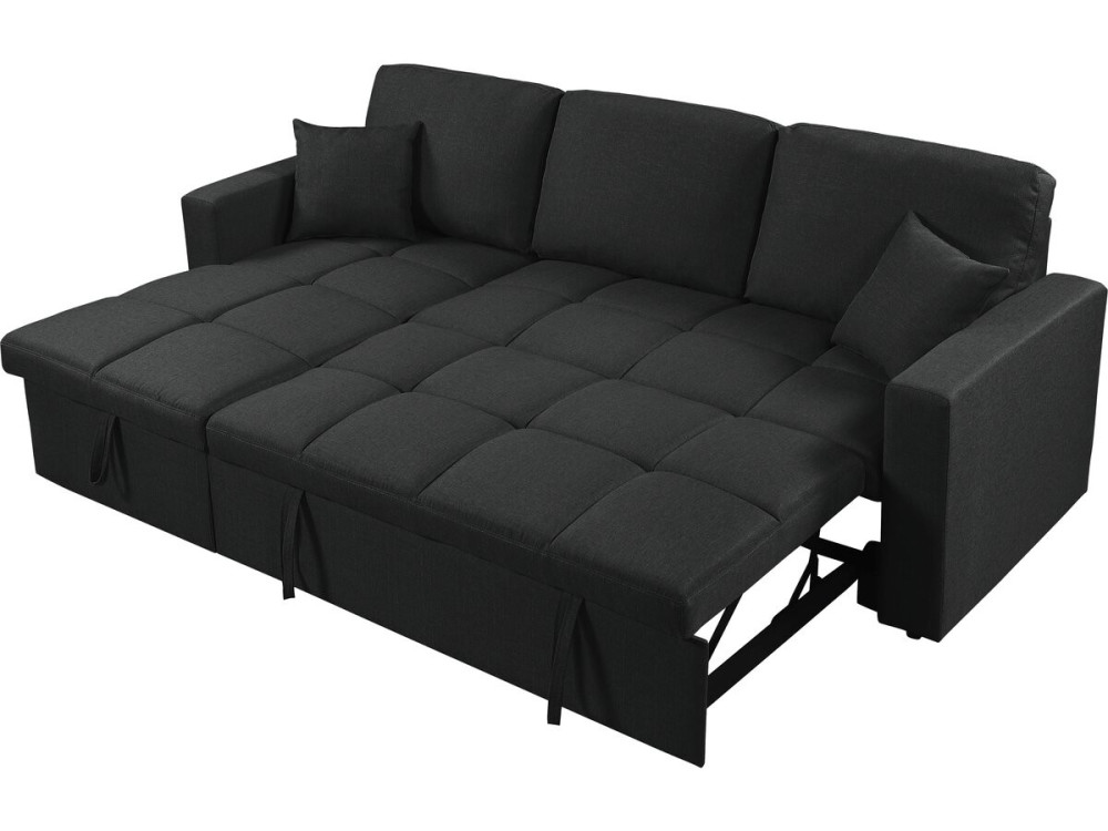 Canapé d'angle convertible/réversible style bubble "Alain" - 3 places - Noir