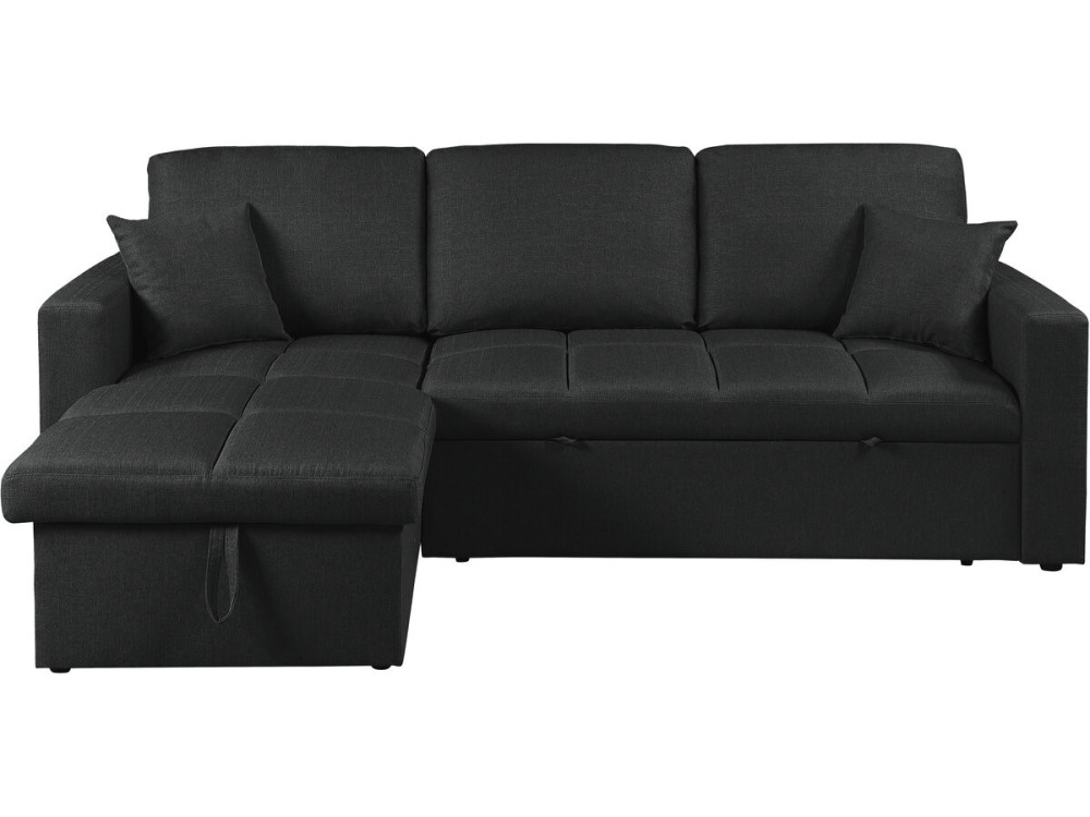 Canapé d'angle convertible/réversible style bubble "Alain" - 3 places - Noir
