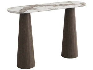 Console en bois avec plateau en céramique "Zora"- 140 x 40 x 80 cm - Marron