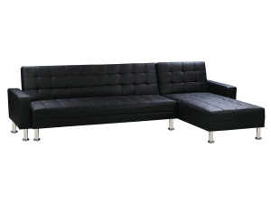 Canapé d'angle convertible et réversible "Theo" - 5 Places - Noir