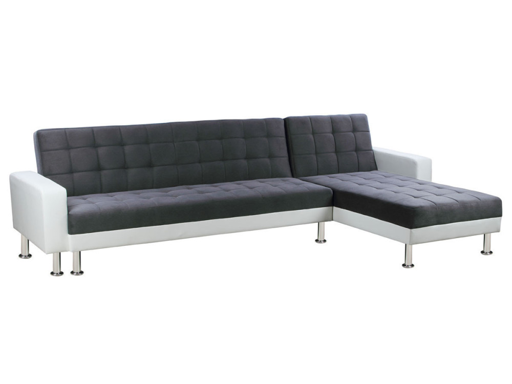Canapé d'angle convertible et réversible "Theo" - 5 places - Blanc et Gris