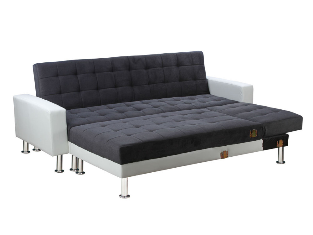 Canapé d'angle convertible et réversible "Theo" - 5 places - Blanc et Gris