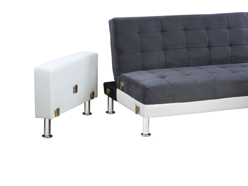 Canapé d'angle convertible et réversible "Theo" - 5 places - Blanc et Gris