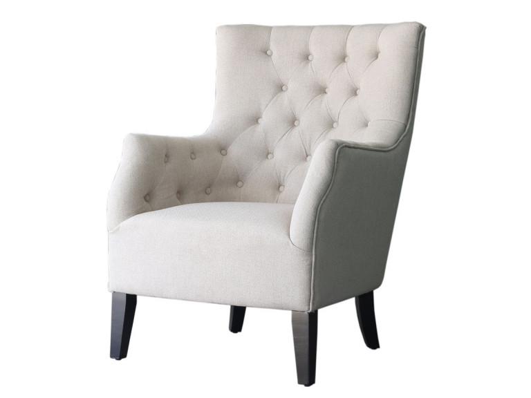 Fauteuil Scandinave Tissu "Duchesse" - 76 x 83 x 100,5 cm - Beige