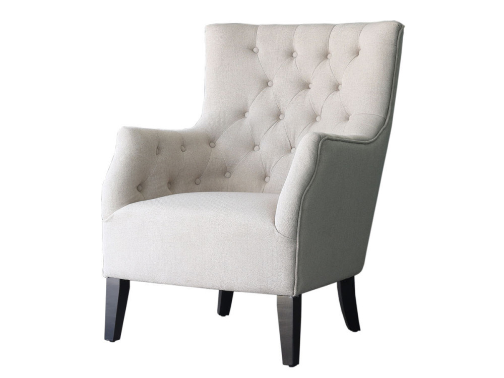 Fauteuil Scandinave Tissu "Duchesse" - 76 x 83 x 100,5 cm - Beige