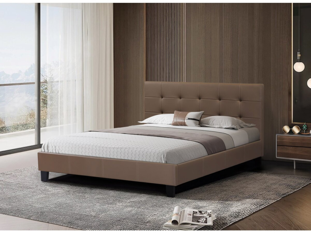 Lit double en pvc "Julia" - 160 x 200 - Marron