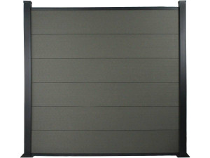 Kit Clôture de 8 x h 1.6 m composite et aluminium + profilés de finitions - Kit de fixation offert - Ardoise