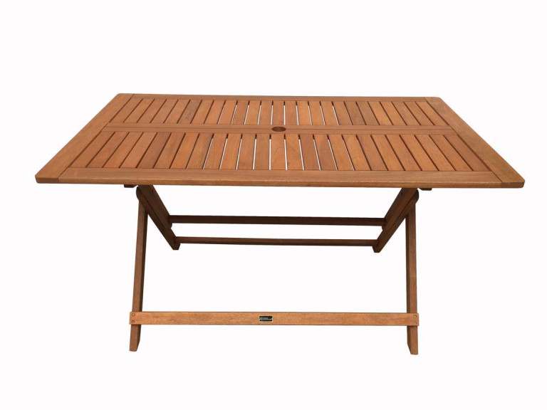 Table pliante bois exotique "Hong Kong" - Maple - 135 x 80 cm - Marron clair
