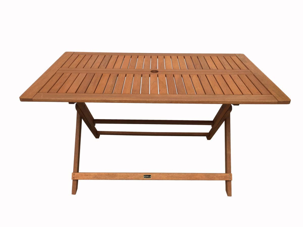 Table pliante bois exotique "Hong Kong" - Maple - 135 x 80 cm - Marron clair