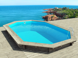 Piscine bois " Cancun " - 6.53 x 4.41 x 1.45 m