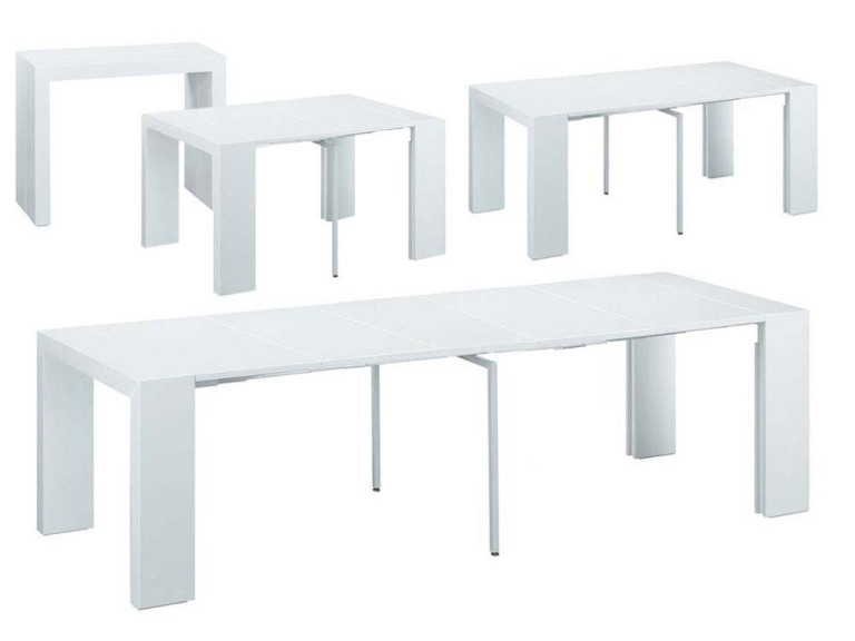 Table console extensible "Elsa" - 50/300 x 94 x 75 cm - Blanc