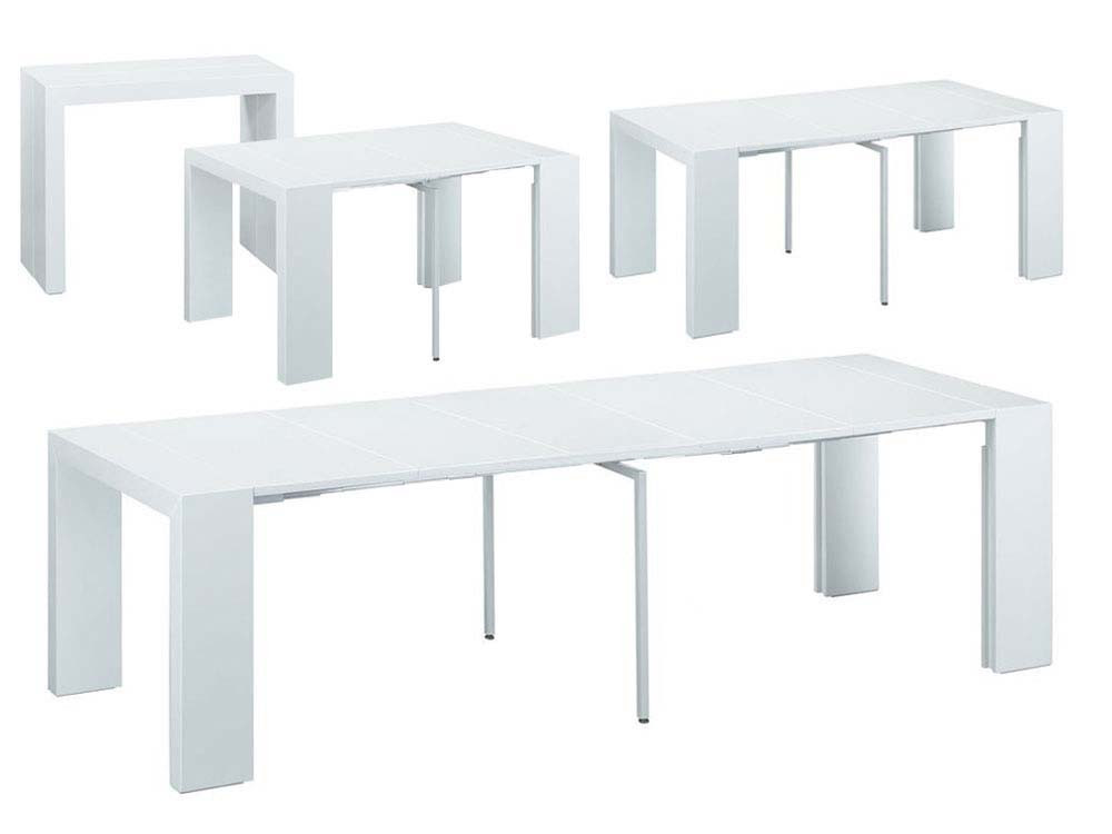 Table console extensible "Elsa" - 50/300 x 94 x 75 cm - Blanc