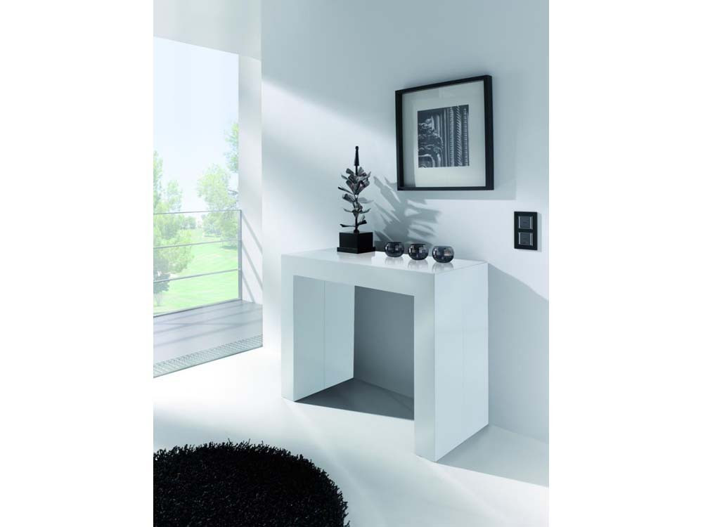 Table console extensible "Elsa" - 50/300 x 94 x 75 cm - Blanc