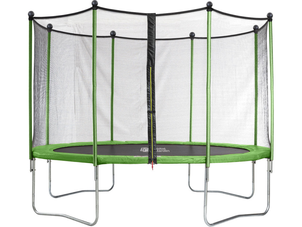 Trampoline "Yoopi" - Ø 3.65 m - Avec filet + échelle + couverture + kit d'ancrage