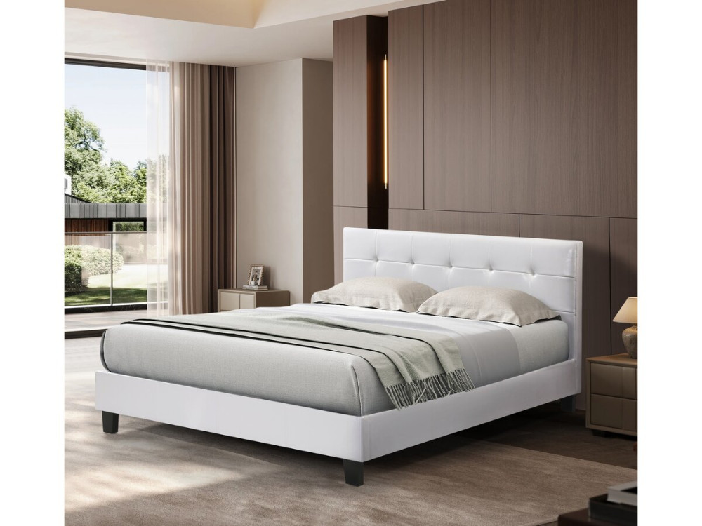 Lit double en pvc "Julia" - 140 x 190 cm - Blanc