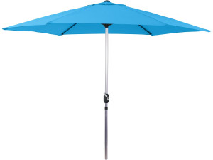 Parasol jardin droit Alu "Sol" - Rond - Ø 3m - Bleu
