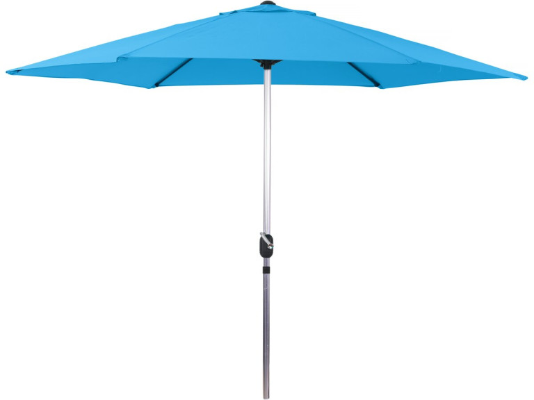Parasol jardin droit Alu "Sol" - Rond - Ø 3m - Bleu