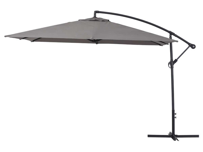 Parasol jardin déporté  Alu "Ilios 3" - Carré - 3 x3 m - Gris