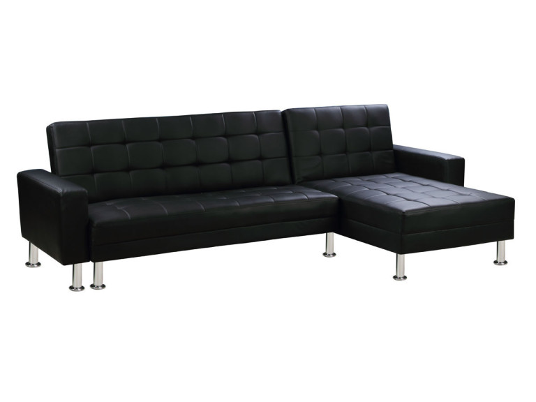 Canapé d'angle convertible et réversible "Theo" - 258 x 82/147 x 82 cm - 4 places - Noir