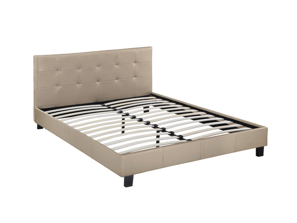 Lit double en pvc "Julia" - 140 x 190 cm - Taupe
