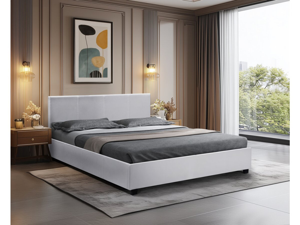 Lit double avec coffre "Carla" - 140 x 190 cm - Blanc