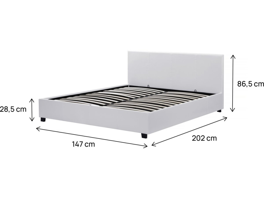 Lit double avec coffre "Carla" - 140 x 190 cm - Blanc