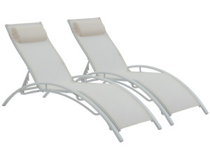 Bain de soleil en aluminium "Beauty" - Phoenix - Ecru - Lot de 2