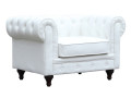Fauteuil Chesterfield "Aliza" - 111 x 82 x 70 cm - Blanc
