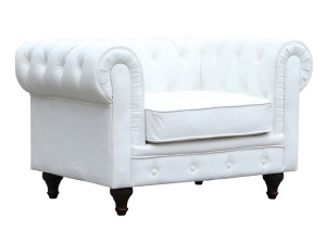 Fauteuil Chesterfield "Aliza" - 111 x 82 x 70 cm - Blanc