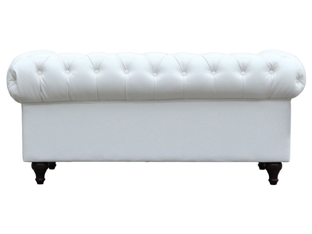 Canapé fixe Chesterfield "Aliza" - 157 x 82 x 70 cm - 2 places - Blanc