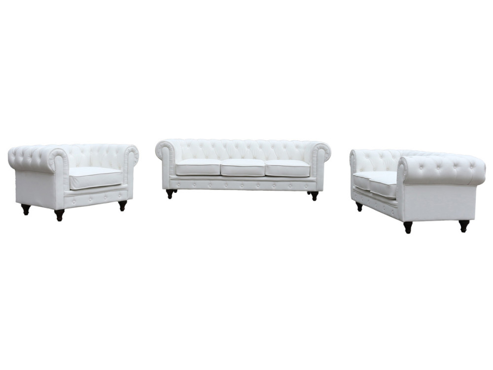 Canapé fixe Chesterfield "Aliza" - 157 x 82 x 70 cm - 2 places - Blanc
