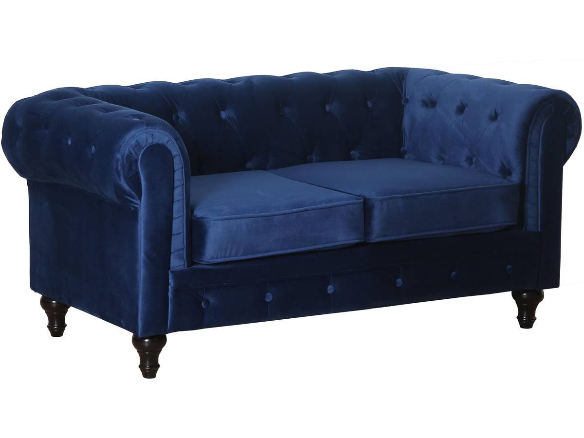 Divano Chesterfield Aliza Fisso 3 Posti 208x82x70 Cm – Rivestimento PU Imbottito, Design British Nero, Piedi In Legno
