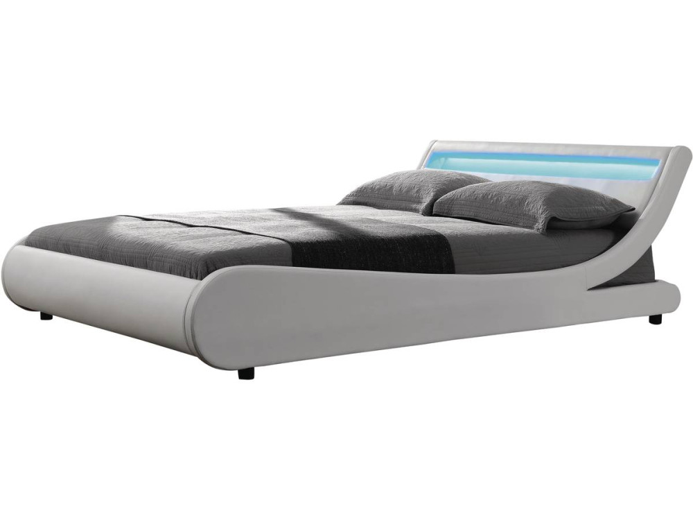 Lit LED "Natacha" - 140 x 190 cm - Blanc