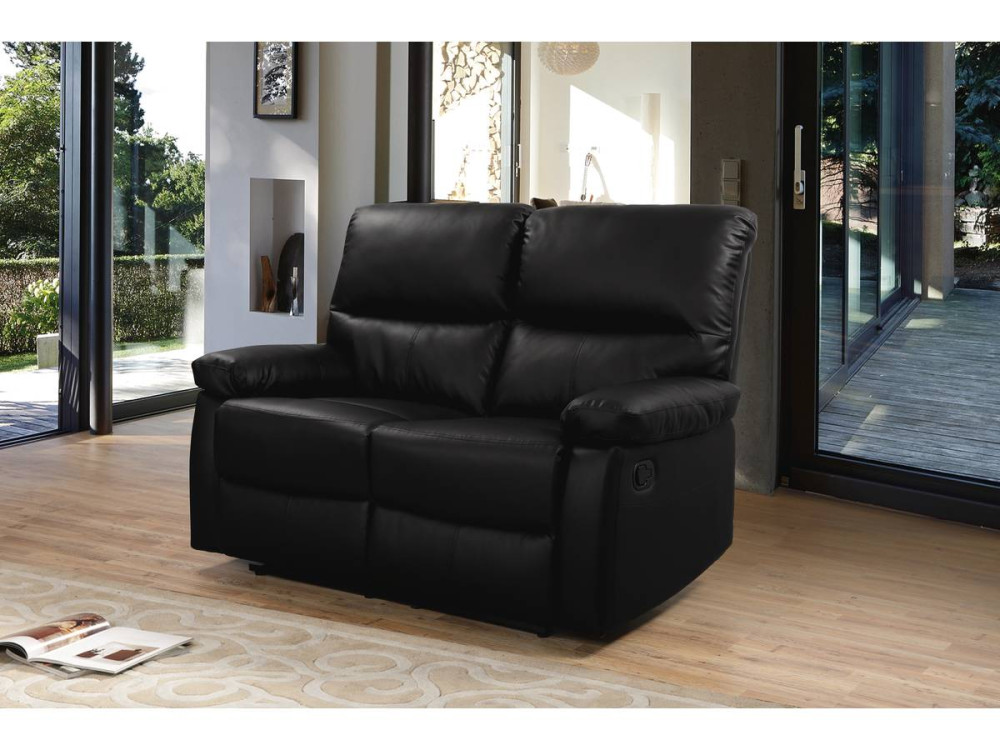 Canapé relax "Lincoln" - 147 x 89 x 103 cm - 2 places - Noir