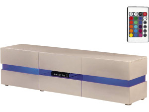 Meuble TV LED "Vida' - 177 x 39 x 45 cm - Blanc laqué
