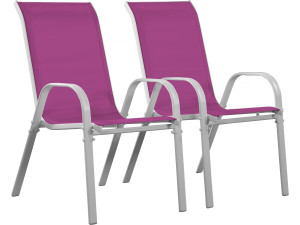 Fauteuil jardin Textilène "Cordoba" - Phoenix - Rose - Lot de 2