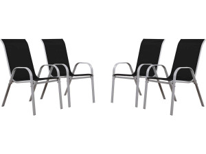 Fauteuil jardin Textilène "Cordoba" - Phoenix - Noir - Lot de 4