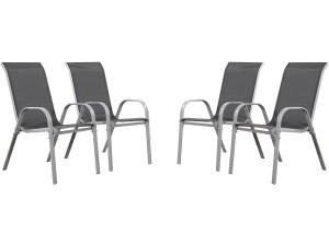 Fauteuil jardin Textilène "Cordoba" - Phoenix - Gris foncé/Argenté - Lot de 4