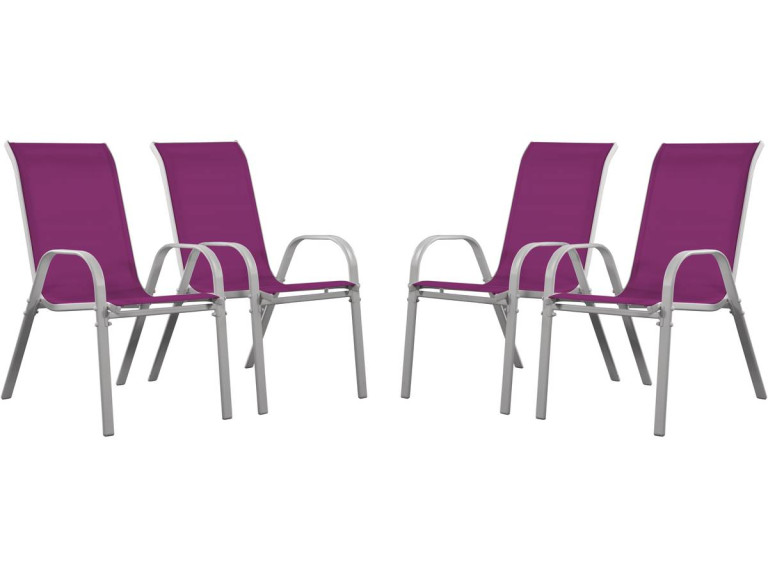 Fauteuil jardin Textilène "Cordoba" - Phoenix - Rose - Lot de 4