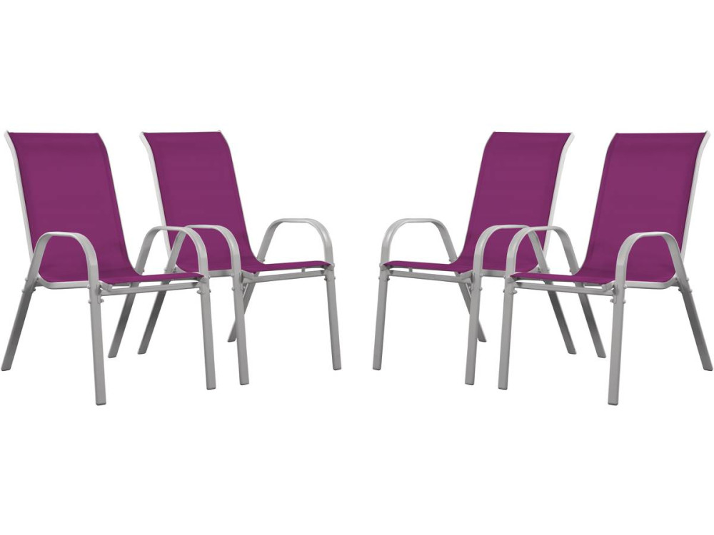 Fauteuil jardin Textilène "Cordoba" - Phoenix - Rose - Lot de 4