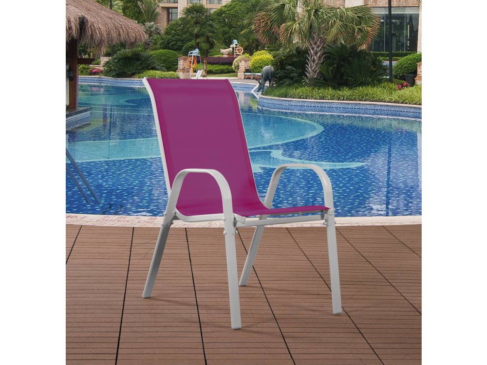 Fauteuil jardin Textilène "Cordoba" - Phoenix - Rose - Lot de 4
