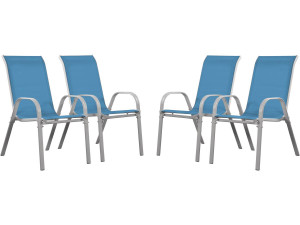 Fauteuil jardin Textilène "Cordoba" - Phoenix - Bleu - Lot de 4