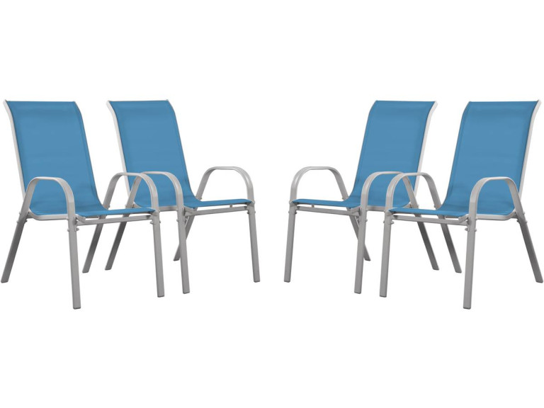 Fauteuil jardin Textilène "Cordoba" - Phoenix - Bleu - Lot de 4