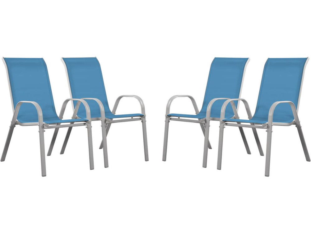 Fauteuil jardin Textilène "Cordoba" - Phoenix - Bleu - Lot de 4