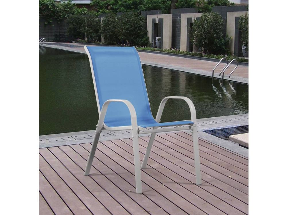 Fauteuil jardin Textilène "Cordoba" - Phoenix - Bleu - Lot de 4