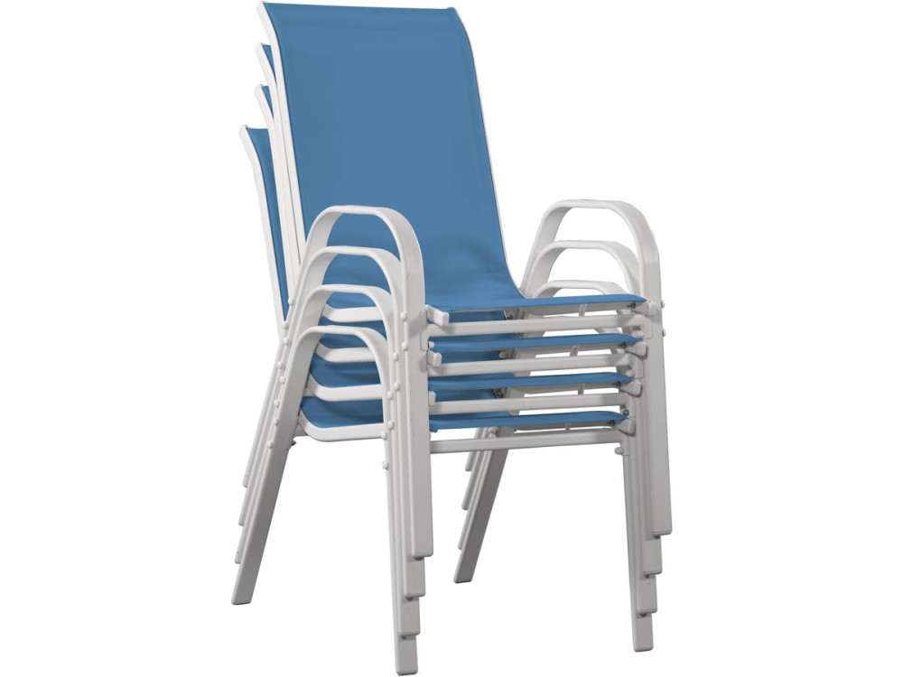 Fauteuil jardin Textilène "Cordoba" - Phoenix - Bleu - Lot de 4