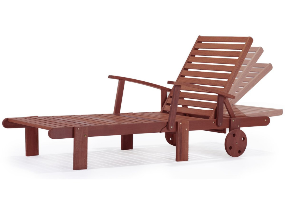 Bain de soleil pliant en bois exotique "Tokyo" - Mohogany - Marron acajou - Lot de 4