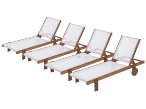 Bain de soleil en bois exotique "Saïgon" - Maple - Ecru - Lot de 4