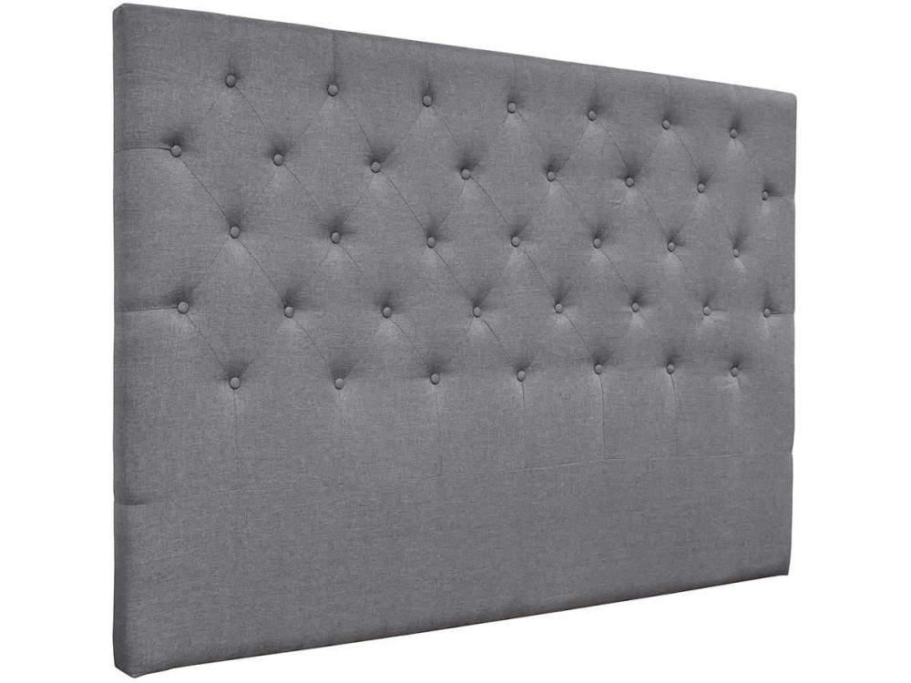 Tête de lit capitonnée "Déco" - 189 cm - Gris - En tissu