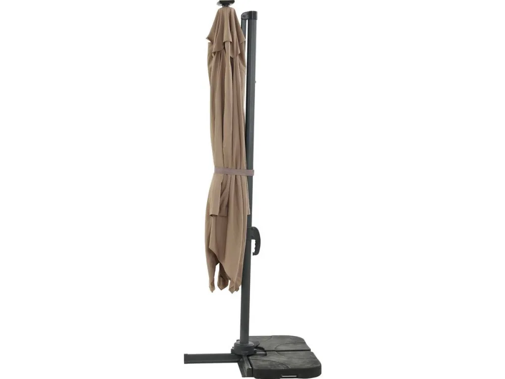 Parasol jardin déporté LED Alu "Sun 4 Luxe" - Rectangle - 3 x 4 m - Taupe
